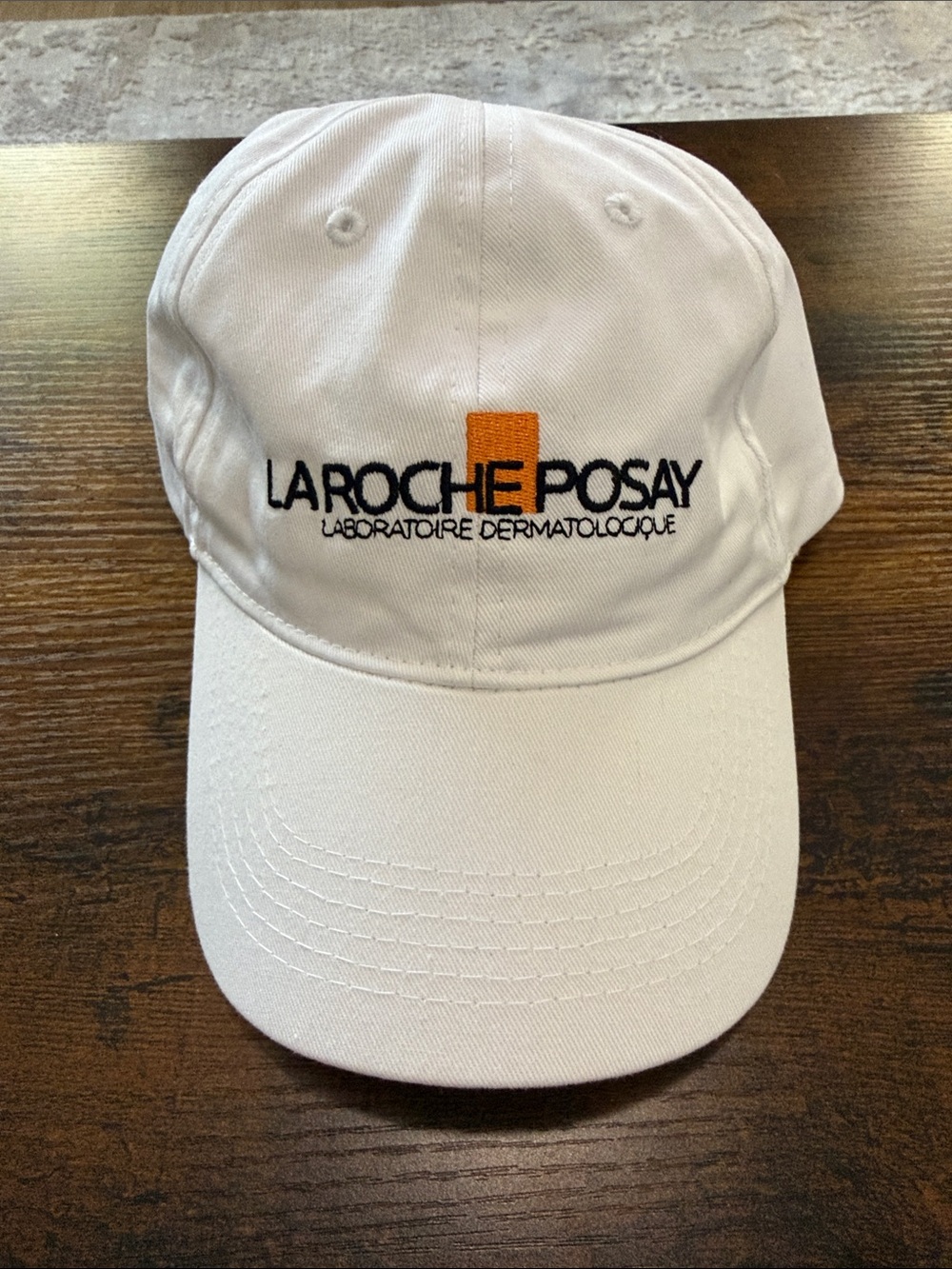 La Roche-Posay White Logo Baseball Cap with Orange Accent